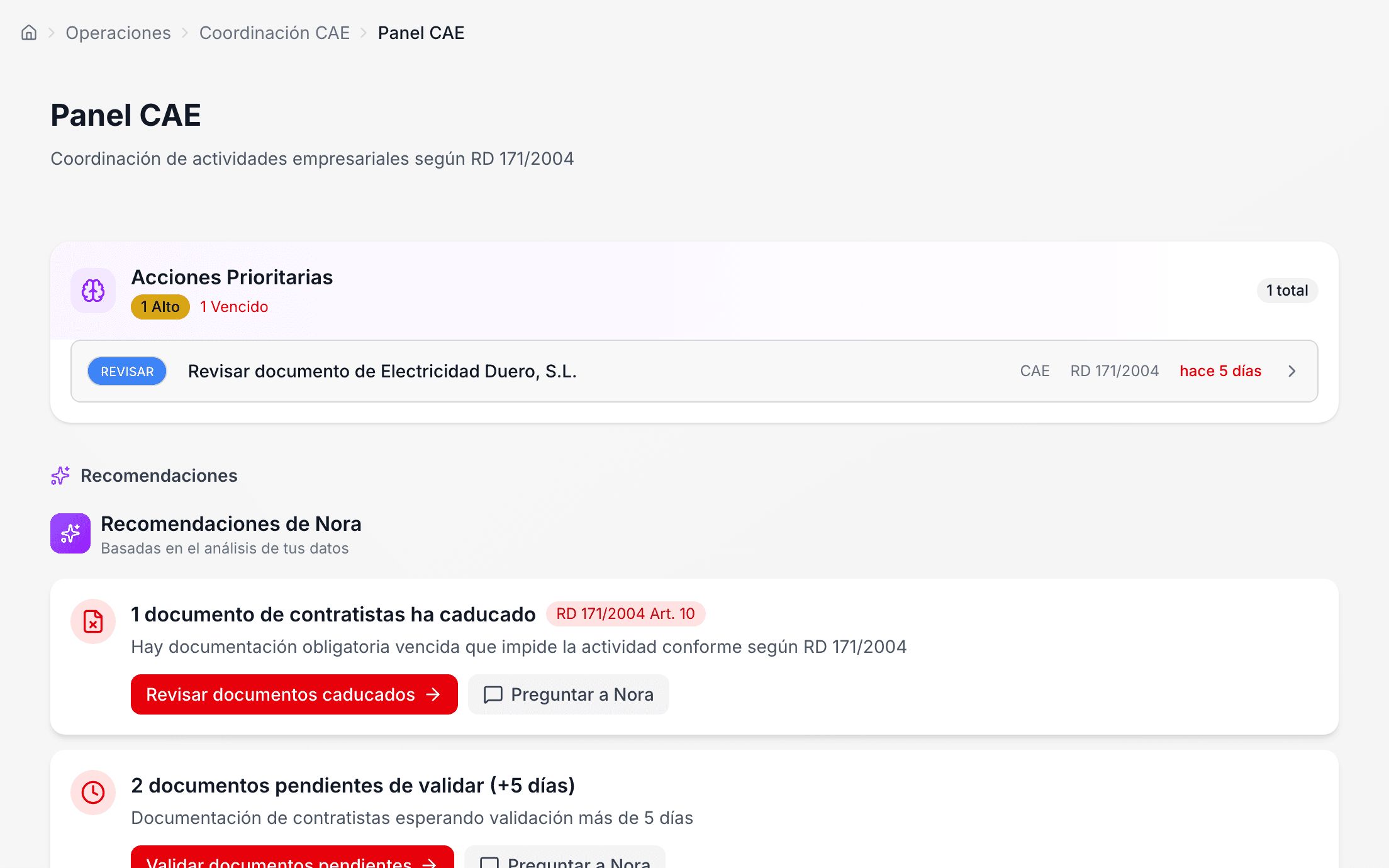 los contratistas de la planta, con su documentación en verde o en rojo