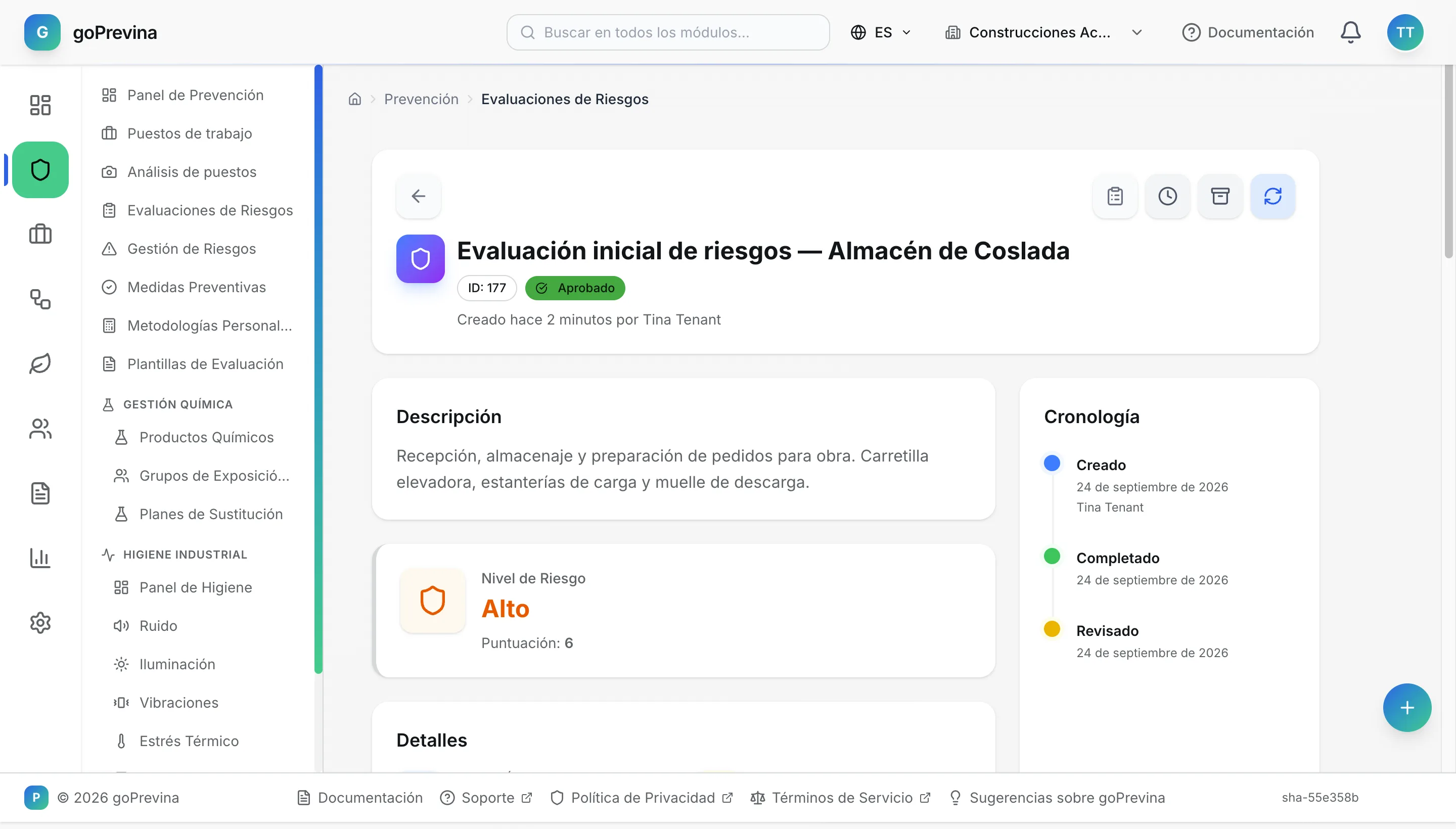 Evaluación del almacén aprobada